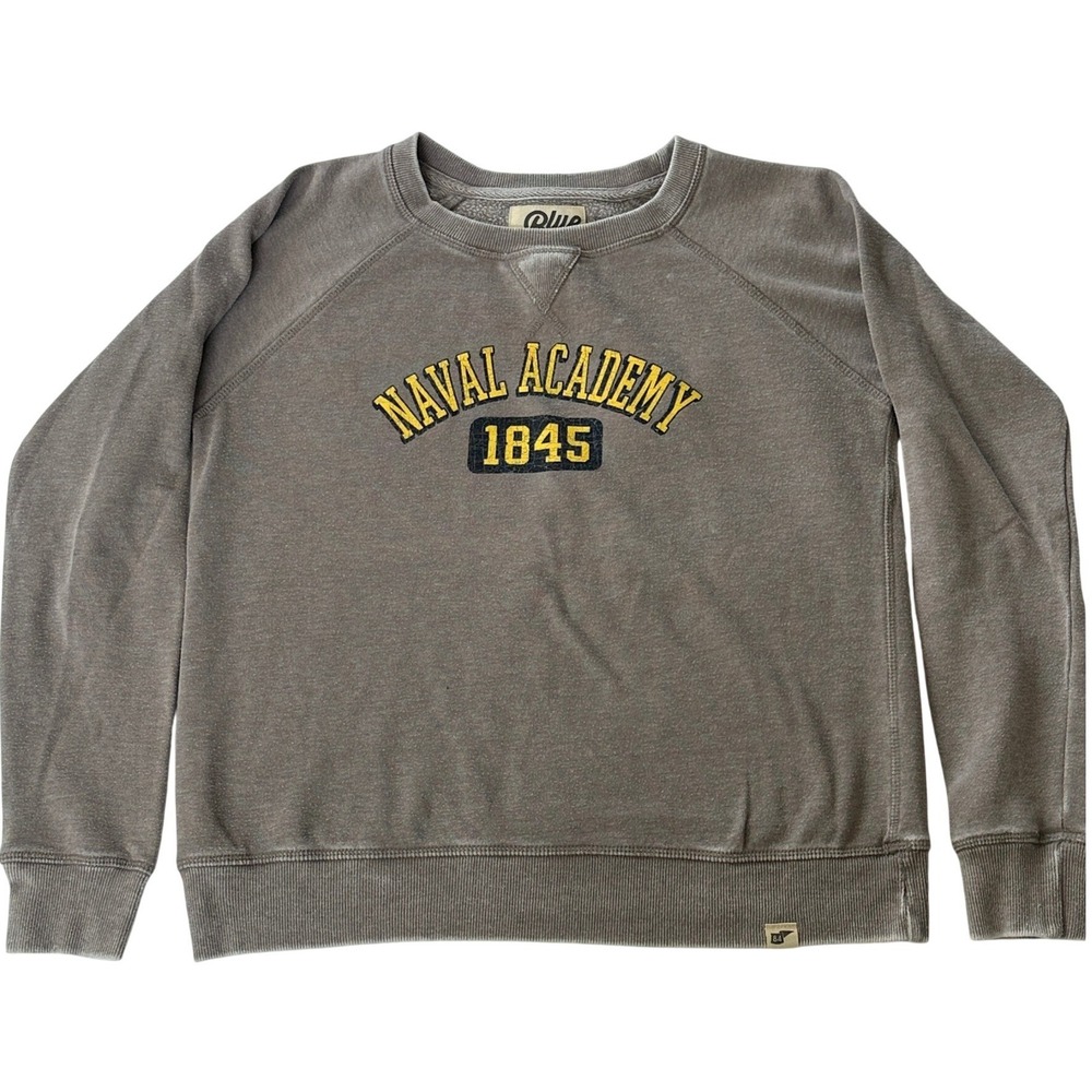 Blue 84 Naval Academy 1845 Sweatshirt Gray Raglan Pullover Small